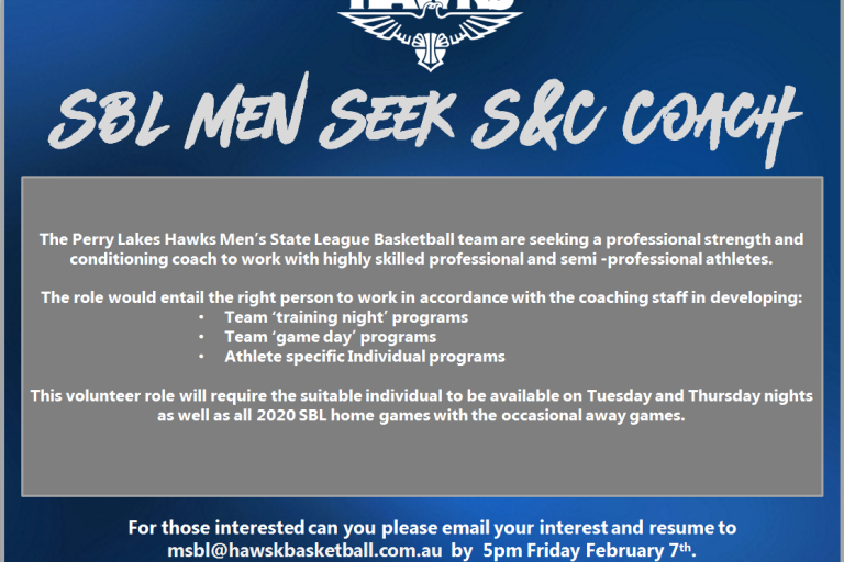 MSBL S & C Coach Position Available